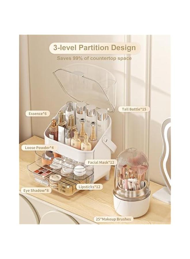 Arabest Makeup Organizer, Skincare Holder Bathroom Counter Organizer, Storage Box Cosmetic Display Cases, Teen Girl Gifts Trendy Stuff Make up Organizers for Vanity, Dresser, Countertop (Silver)  - Image 5