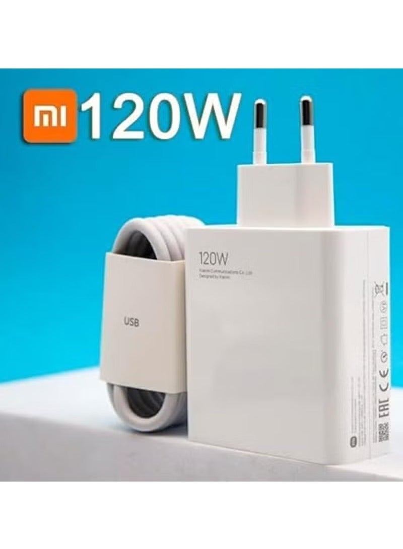 TIGER Xiaomi 120W Charging Combo Type-A (White) – Ultra-Fast Wall Charger with High-Speed Type-A Cable for Xiaomi 12, 12T, 11T, Poco F4, Redmi Note Series & More – Compact & Safe Adapter for Efficient Power Delivery to Phones, Tablets & USB-A Compatible Devices - Image 1