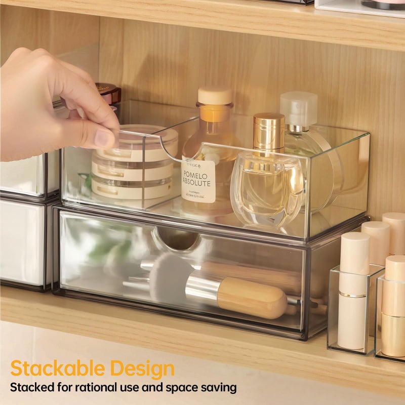 Pavstine Medicine Cabinet Organizer 2 Pack  Stackable Storage Drawers With Removable Divider  Make Up Organizer For Bathroom Mirror Cabinets  Vanity  Closet  Countertop - Clear - Image 4