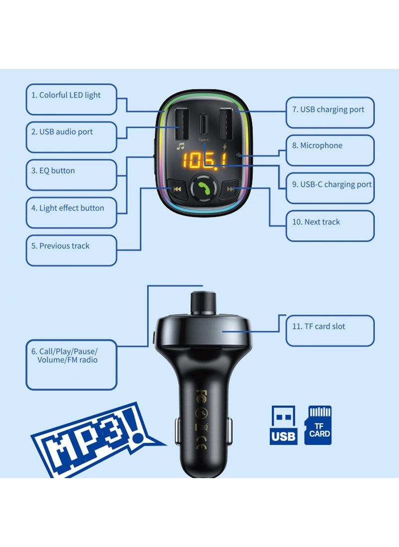 WEKOME - Fast Car Charger with MP3 Bluetooth Player Black - Image 1