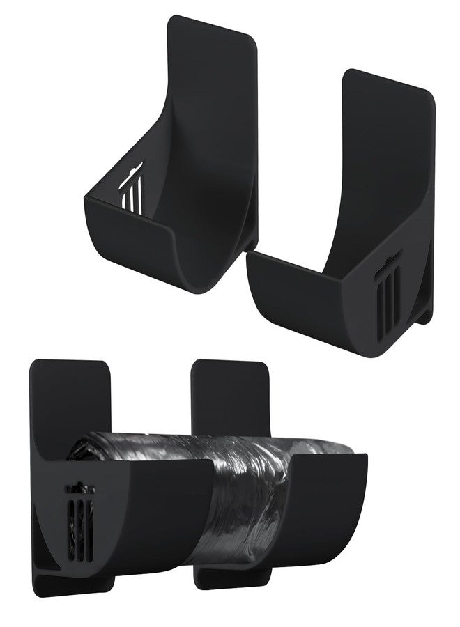 PEUTIER 4pcs 2.5 Inch Small Trash Bag Holder, Plastic Trash Bag Dispenser Roll Holder Wall Mount Shopping Grocery Roll Organizer for Cabinet Kitchen Organization and Storage Rack (Black) - Image 1