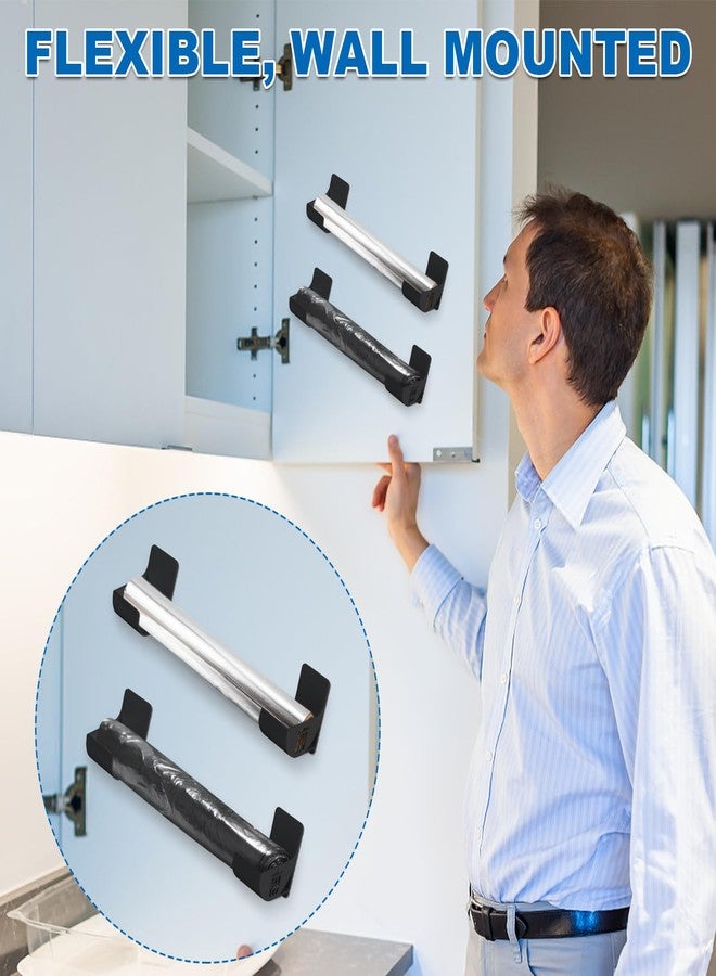 PEUTIER 4pcs 2.5 Inch Small Trash Bag Holder, Plastic Trash Bag Dispenser Roll Holder Wall Mount Shopping Grocery Roll Organizer for Cabinet Kitchen Organization and Storage Rack (Black) - Image 3