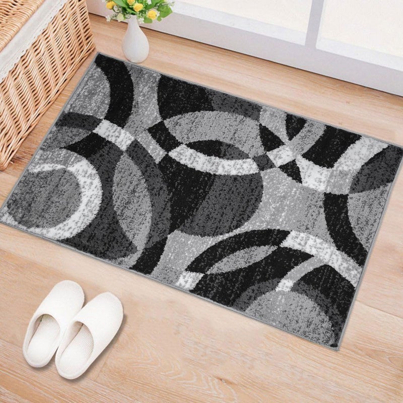 Rugshop Contemporary Abstract Circles Perfect for high Traffic Areas of Your Living RoomBedroomHome OfficeKitchen Area Rug 2 x 3 Gray - Image 2