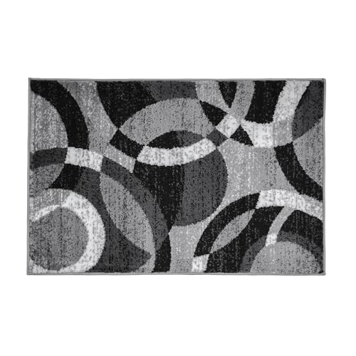 Rugshop Contemporary Abstract Circles Perfect for high Traffic Areas of Your Living RoomBedroomHome OfficeKitchen Area Rug 2 x 3 Gray - Image 3