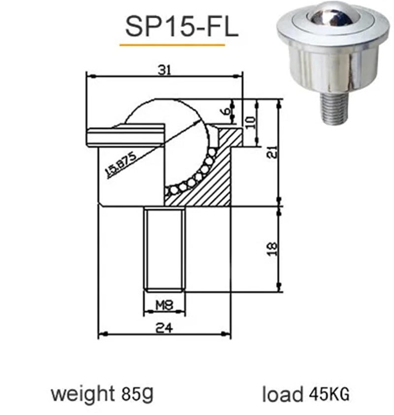 SP15 FL Heavy Duty Universal Caster Wheel With Screw High Load Bearing 360 Degree Rotation - Image 3