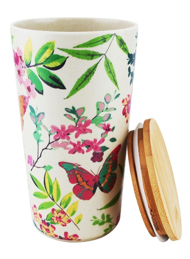 NIBEMINENT Bamboo Fibre Canister White/Pink/Yellow 11x19cm - Image 3