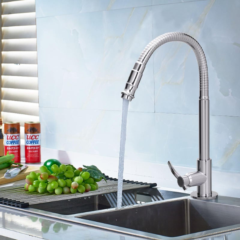 Inchant Single Lever Flexible Pull Out Kitchen Water Tap Sink Faucet Single-Tube Cold Water Basin Taps Vanity Vessel Faucets Deck Mount Chrome Finish - Image 4