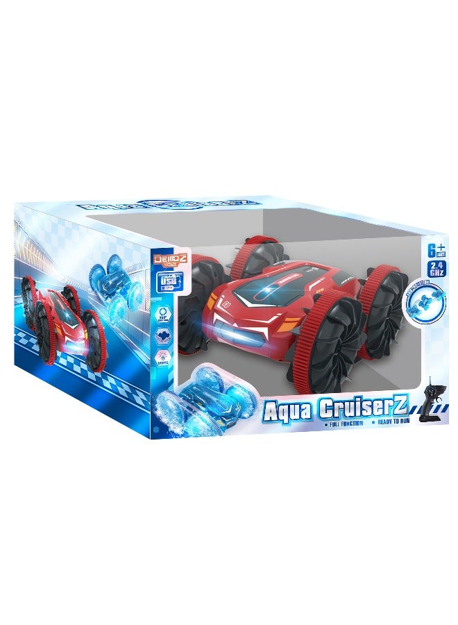 Power Joy Demoz Remote Control Aqua CruiserZ 2.4G 4WD Amphibious Vehicle – Waterproof 2-in-1 Land & Water Drift Car with 360° Rotation, Lights & Off-Road Action - Image 1