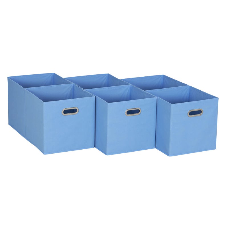 Household Essentials 6 ct Open Fabric Cube Storage Bins, Carolina Blue - Image 1