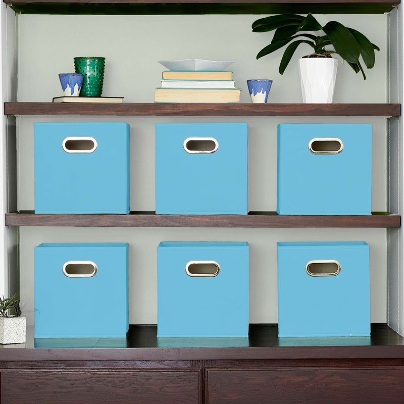 Household Essentials 6 ct Open Fabric Cube Storage Bins, Carolina Blue - Image 3