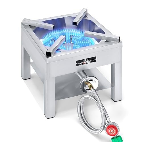 COOKAMP Stainless Steel Burner Propane Burner, 260,000BTU High Pressure Outdoor Propane Cooker, Heavy Duty Gas Burners for Outdoor Cooking For Turkey Fry, Seafood Boil(Stainless Steel) SS1750 - Image 1