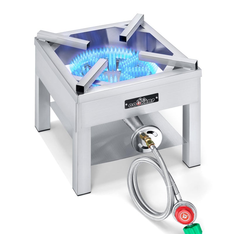 COOKAMP Stainless Steel Burner Propane Burner, 260,000BTU High Pressure Outdoor Propane Cooker, Heavy Duty Gas Burners for Outdoor Cooking For Turkey Fry, Seafood Boil(Stainless Steel) SS1750 - Image 5