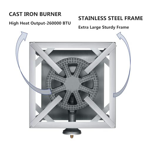COOKAMP Stainless Steel Burner Propane Burner, 260,000BTU High Pressure Outdoor Propane Cooker, Heavy Duty Gas Burners for Outdoor Cooking For Turkey Fry, Seafood Boil(Stainless Steel) SS1750 - Image 3