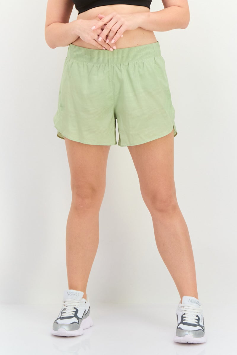 Adidas Women Sportswear Fit 4 Inseam Running Shorts, Sage Green - Image 1