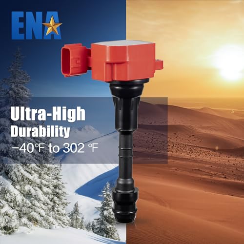 ENA مجموعة من 6 حزم لفائف الإشعال وشمعة الإشعال إيريديوم V6 متوافقة مع نيسان ألتيما ماكسيما باثفايندر فرونتير كويست إنفينيتي I35 G35 FX35 QX4 2002 2003 2004 2005 2006 2007 2008 تحل محل# UF349, أحمر - Image 3