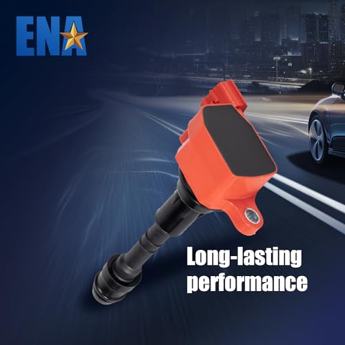 ENA مجموعة من 6 حزم لفائف الإشعال وشمعة الإشعال إيريديوم V6 متوافقة مع نيسان ألتيما ماكسيما باثفايندر فرونتير كويست إنفينيتي I35 G35 FX35 QX4 2002 2003 2004 2005 2006 2007 2008 تحل محل# UF349, أحمر - Image 5