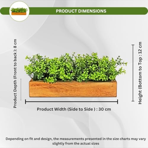 fancymart Artificial Gardenia Leaves Wooden Planter Realistic Faux Greenery Indoor Decoration Living Room Office Desk Table Shelf Decorative Arrangement - Image 3