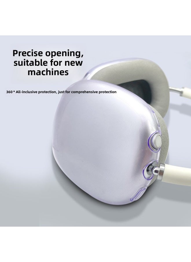 AirpodsMax Apple Headset Protective Cover For Apple Headset TPU Transparent Soft Shell Headset-Color:transparent Purple-Model:Applicable To Airpods Max