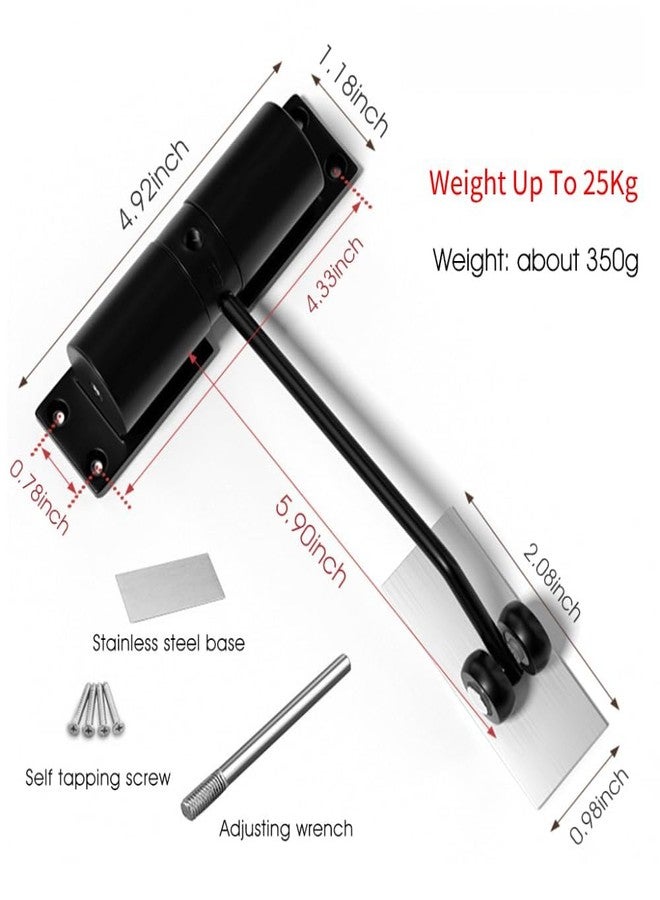 LNT Automatic Hydraulic Door Closer - Black Finish | Adjustable Speed | Supports 25-30kg Doors | Self-Closing for Wooden & Metal Doors - Ideal for Home, Office & Indoor Use - Black - Image 2