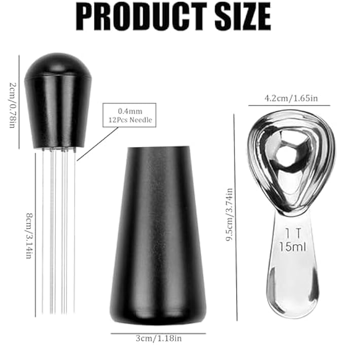 ريحني أداة توزيع الإسبريسو: إبر القهوة المغرفة والفولاذية لتحريك القهوة، مزيل إبر الإسبريسو للمطبخ المنزلي، كافيه أسود - Image 2