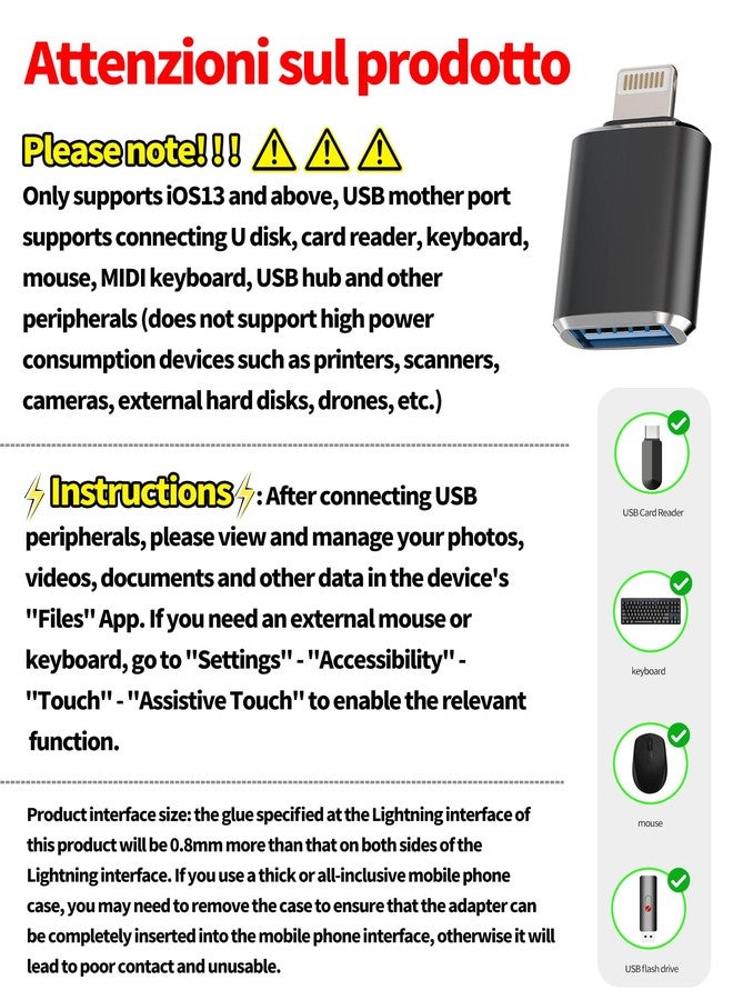 zoyuzan Lightning Male to USB3.0 Female Adapter OTG Cable for iPhone 12 11 Xr X XS 8 7 Plus Max Compatible with iPad Air Pro Mini,Support Camera Card Reader Mouse Keyboard Hubs Piano Converter Connect U Disk - Image 2