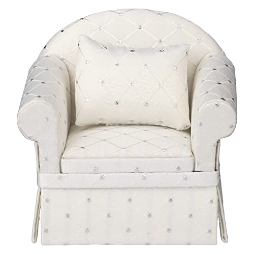 Inusitus Upholstered Dollhouse Armchair White Mini Living Room Chair Fabric Furniture Accessory for 6 Inch Dolls 112 Scale - Image 5