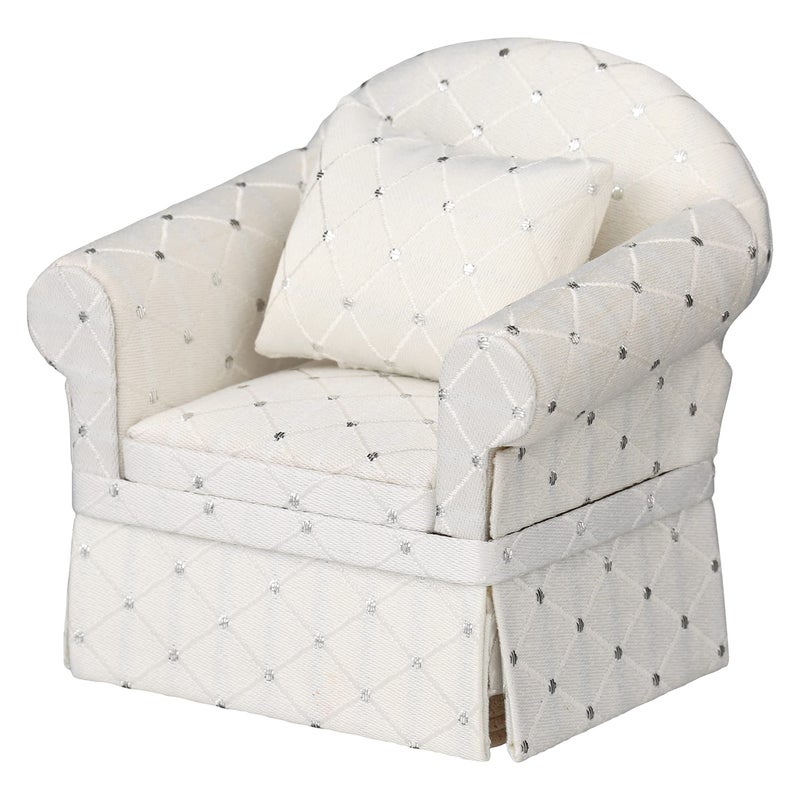 Inusitus Upholstered Dollhouse Armchair White Mini Living Room Chair Fabric Furniture Accessory for 6 Inch Dolls 112 Scale - Image 3