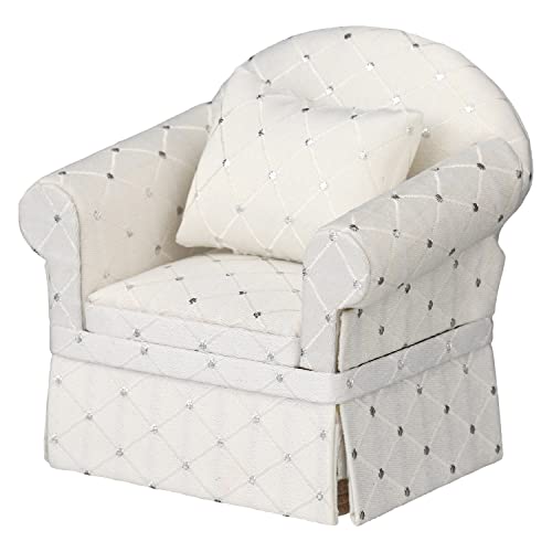 Inusitus Upholstered Dollhouse Armchair White Mini Living Room Chair Fabric Furniture Accessory for 6 Inch Dolls 112 Scale - Image 1