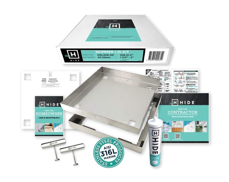 HIDE Pool Skimmer Cover Kit 12 Luxury Hidden Skimmer Lid 16 Inlay Depth