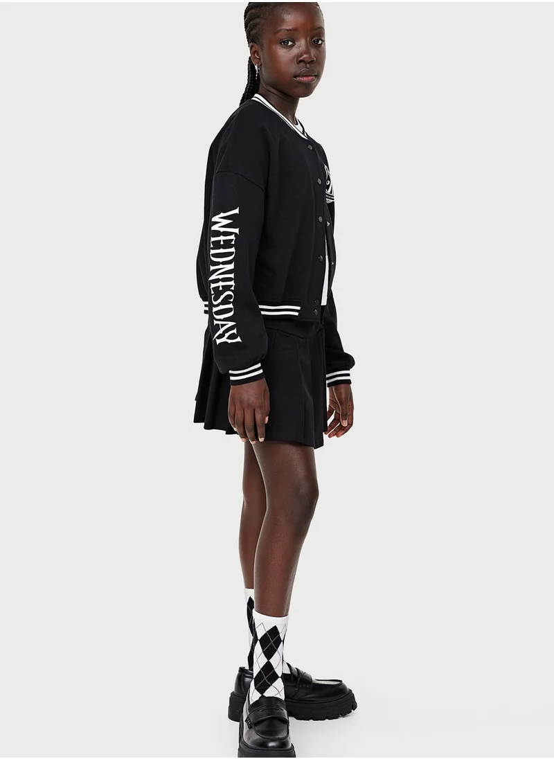 اتش اند ام Youth Print-Motif Baseball Jacket