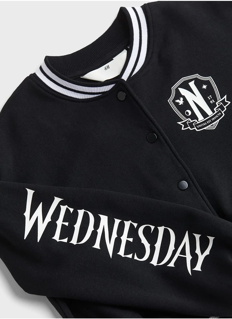 اتش اند ام Youth Print-Motif Baseball Jacket