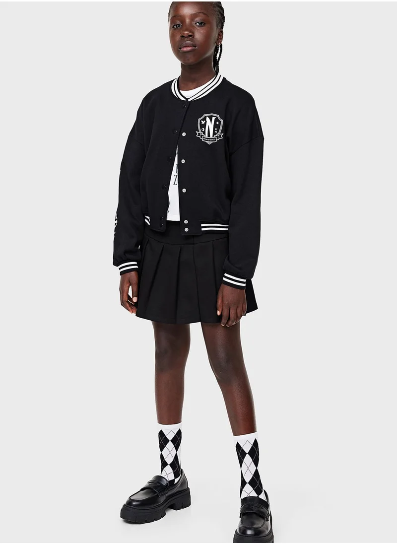 اتش اند ام Youth Print-Motif Baseball Jacket