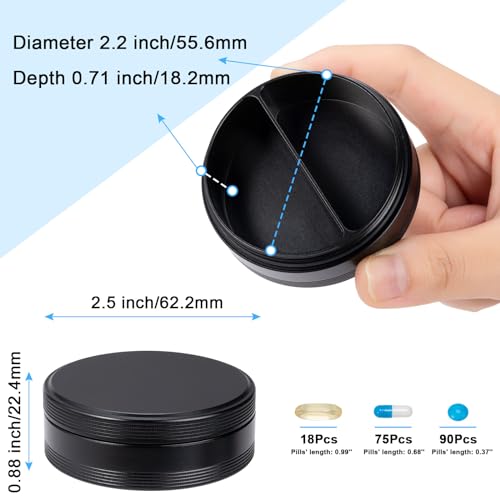 SOBAHIDO Pill Box 2 Compartment Pill Case - Portable Metal Travel Pill Container for Pocket or Purse, Waterproof Pill Organizer Holder for Medicine Vitamin Fish Oil and Supplements - Image 2