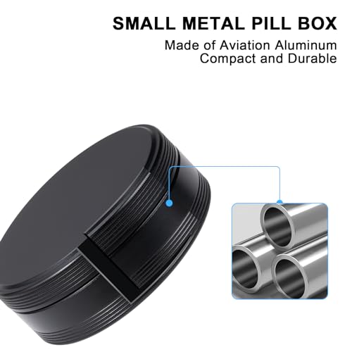 SOBAHIDO Pill Box 2 Compartment Pill Case - Portable Metal Travel Pill Container for Pocket or Purse, Waterproof Pill Organizer Holder for Medicine Vitamin Fish Oil and Supplements - Image 3