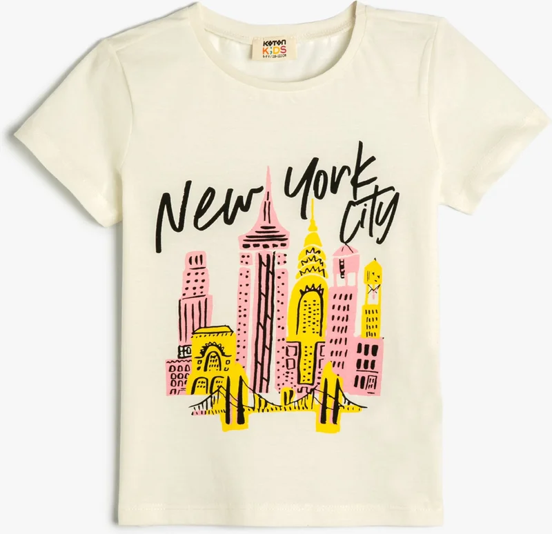 KOTON T-Shirt New York City Printed Short Sleeve Crew Neck Cotton