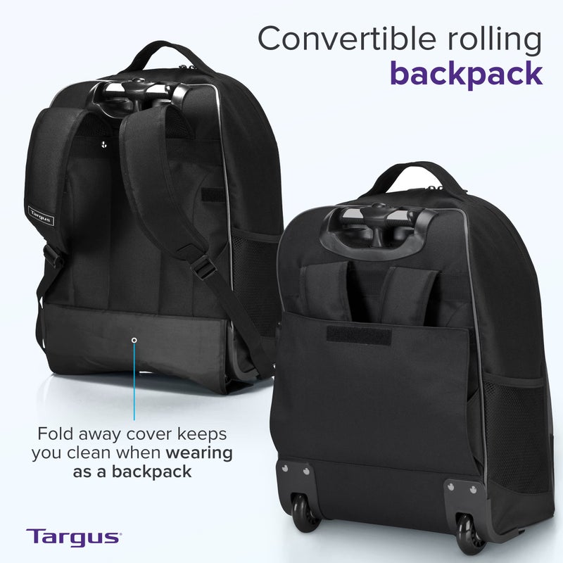 Targus 16 Inch Compact Rolling Backpack, Black - Wheeled Travel Bag with Removable Protective Laptop Sleeve, Fits Laptops Up to 16â€ and MacBook Pros up to 17â€ (TSB750US) - Image 2