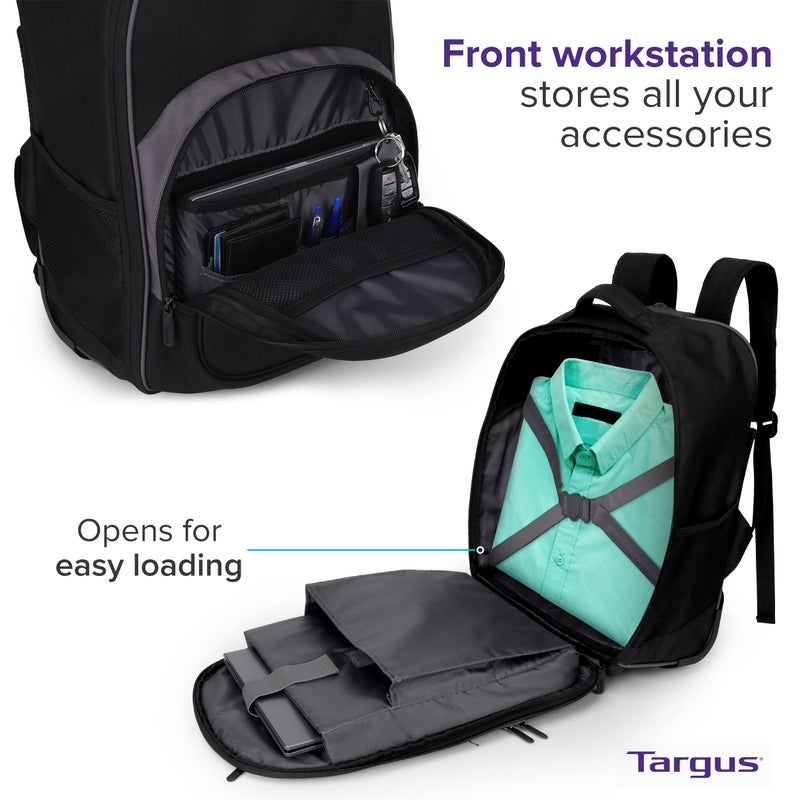 Targus 16 Inch Compact Rolling Backpack, Black - Wheeled Travel Bag with Removable Protective Laptop Sleeve, Fits Laptops Up to 16â€ and MacBook Pros up to 17â€ (TSB750US) - Image 5