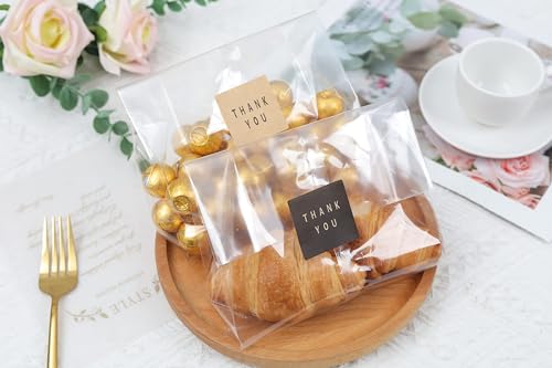 LOKQING Cellophane Treat Bags Cookie Bags for Packaging Clear Gift Bag with Stickers for Cookies Candy ChocolatesClear 9x6 INCH - Image 5