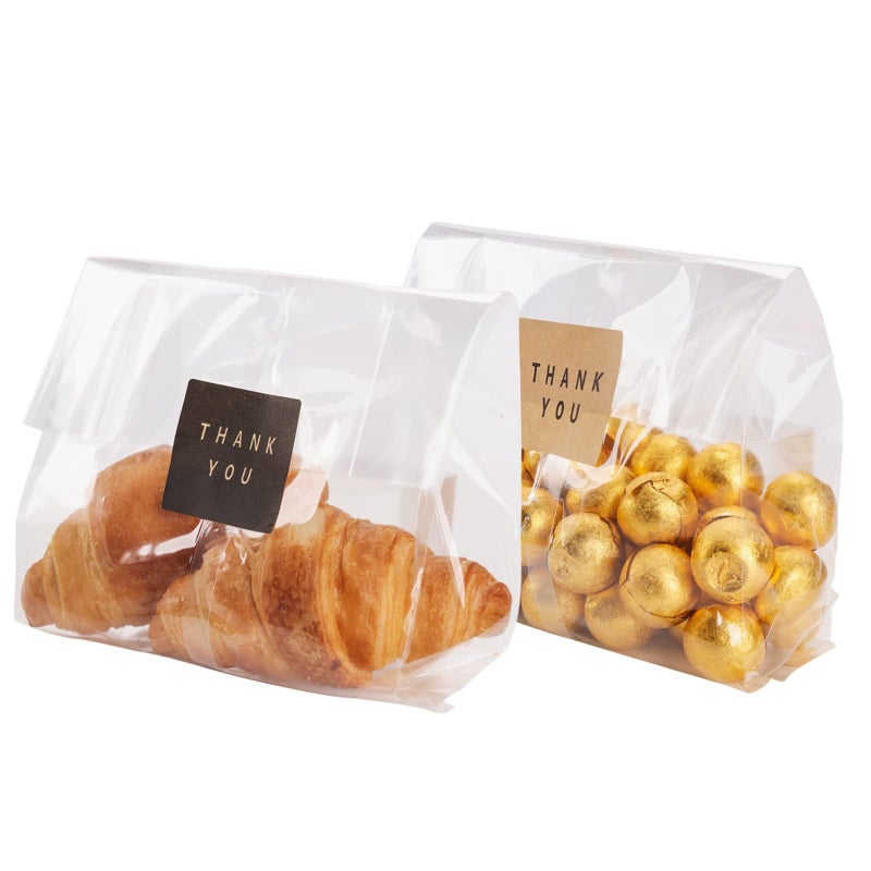 LOKQING Cellophane Treat Bags Cookie Bags for Packaging Clear Gift Bag with Stickers for Cookies Candy ChocolatesClear 9x6 INCH - Image 3