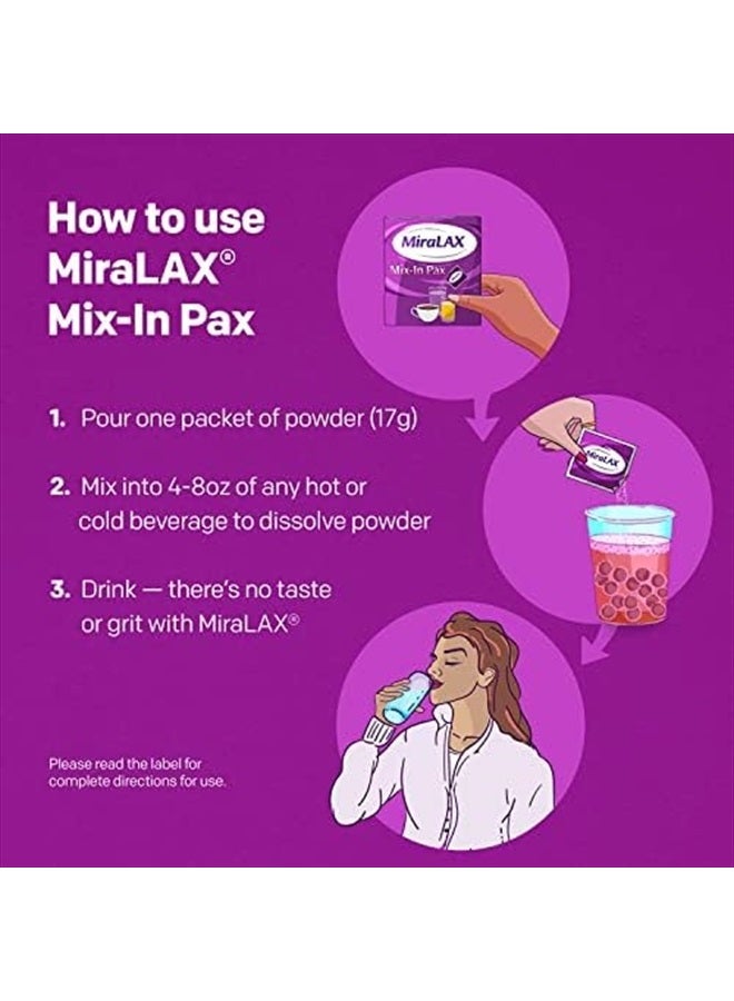 MiraLAX® - Mix-In Pax يلين البراز مع PEG 3350، 10 جرعات × 17 جرام - Image 2