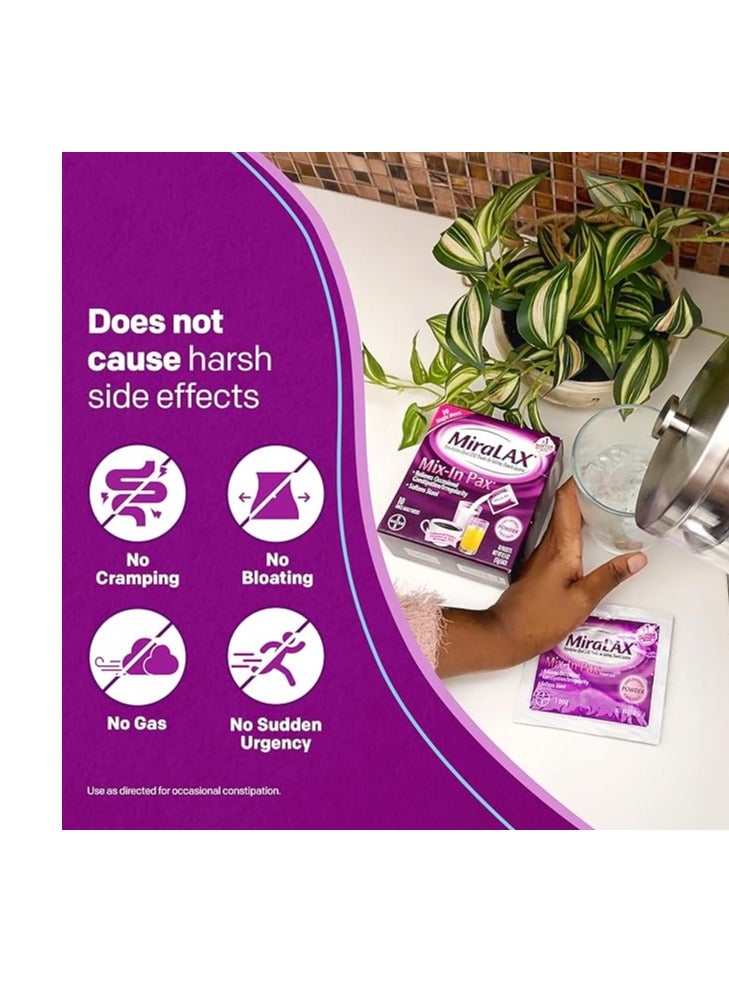 MiraLAX® - Mix-In Pax يلين البراز مع PEG 3350، 10 جرعات × 17 جرام - Image 3
