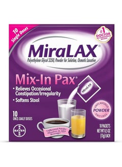 MiraLAX MiraLAX®  - Mix-In Pax softens stool with PEG 3350,  10 Doses x 17g  - Image 1