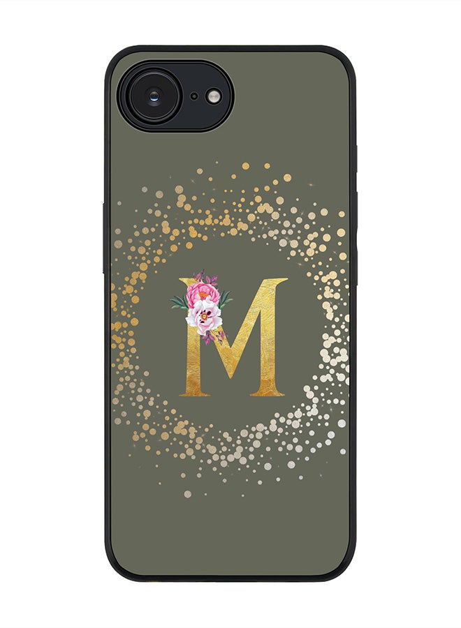 Stylizedd For Apple iPhone 16e Case,Slim fit Camera Protection, Shockproof Thin Phone cover  - Custom Monogram Floral - M  (Olive Green ) - Image 1