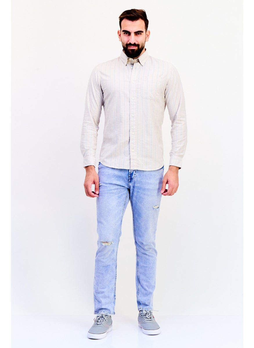 Jack Jones Men Slim Fit Stripe Long Sleeves Casual Shirt, Multicolor  - Image 2