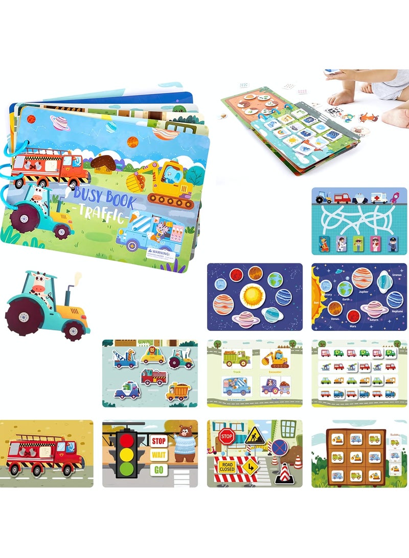 Busy Books for Toddlers, Montessori Busy Book for Kids to Develop Learning Skills, Early Development Toys for 3+ Year Old Boys Girls, Quiet Book for Toddlers (Traffic Theme) - Image 1