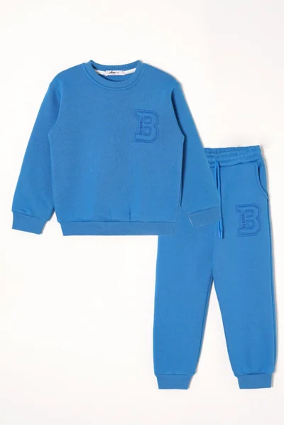 زيبكيدز B Printed Saxe Color Boy Tracksuit