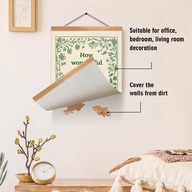 ZTGDA Boho Wall Art Poster – Abstract Watercolor Canvas Print, Linen Hanging Banner Wall Decor for Nursery Playroom Kids Room,Vintage Aesthetic Home & Office Decor (How wonderful-green) - Image 3