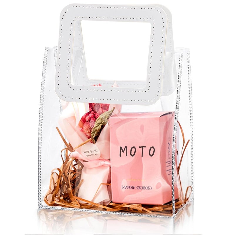 AIVER AIVER Clear Gift Bags Small Size with White Handles, Transparent PVC Reusable Gift Wrap Bags Tote Shopping Bags for Party Favor, Baby Shower, Wedding, Birthday Set of 1 - Image 5