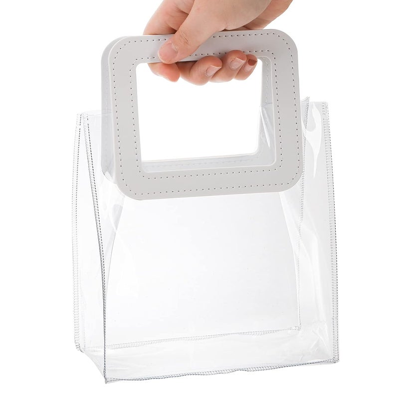 AIVER AIVER Clear Gift Bags Small Size with White Handles, Transparent PVC Reusable Gift Wrap Bags Tote Shopping Bags for Party Favor, Baby Shower, Wedding, Birthday Set of 1 - Image 1