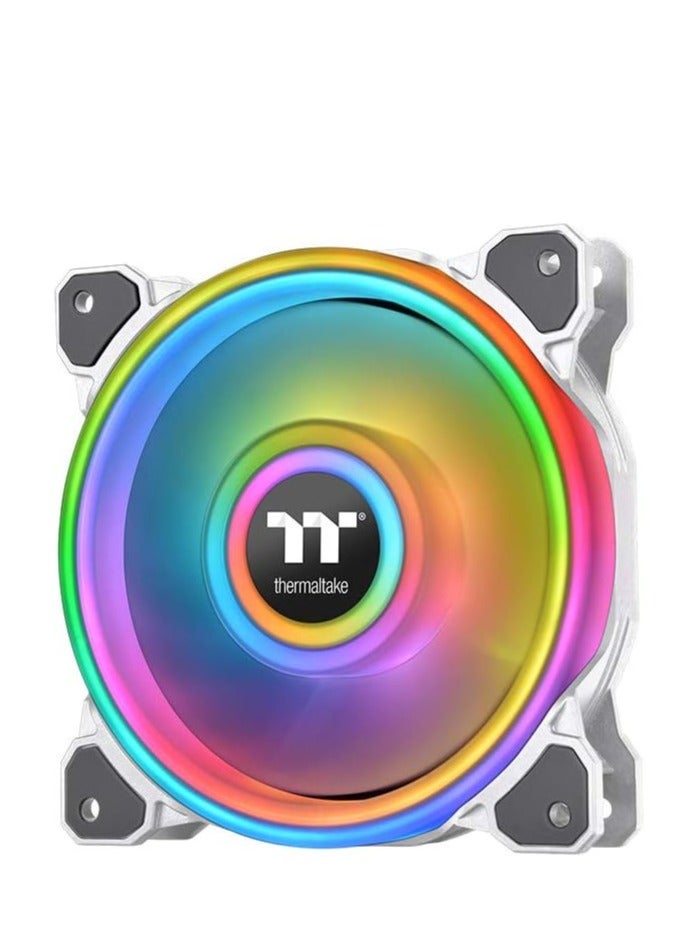 ثيرمال تيك Riing Quad 12 RGB Radiator Fan TT Premium Edition 3 Fan Pack - NeonMaker Light Editing Software - Hydraulic Bearing with Low-Noise Design - 9 Fan Blade (Controller included) White - Image 2